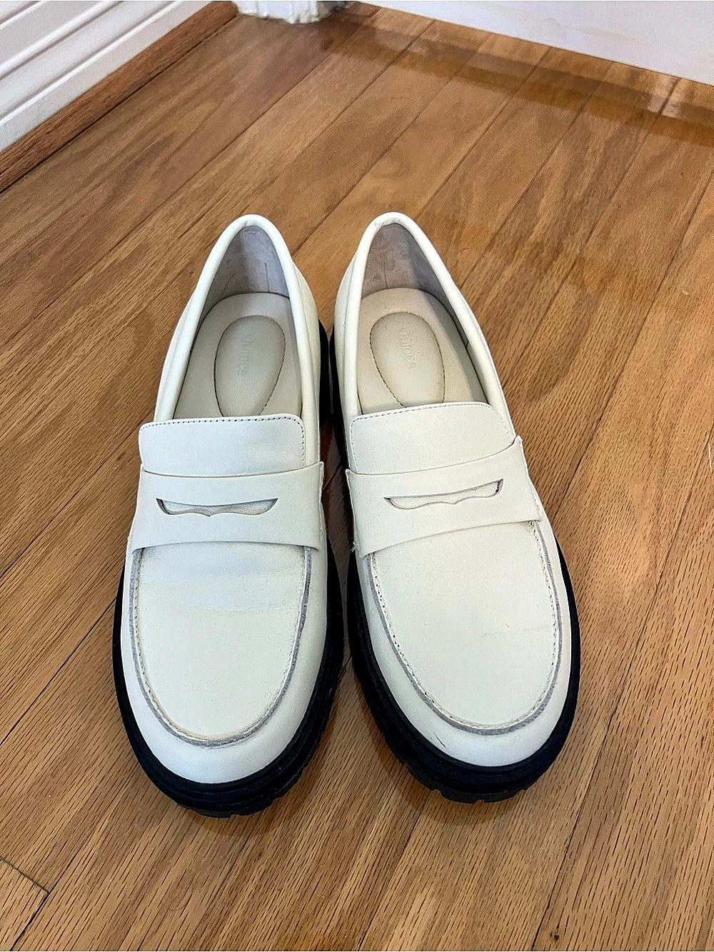 Quince Italian Leather Lug Sole Loafer White US 8 W